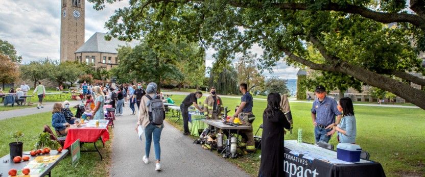 Service organizations on the Arts Quad during the Cornell Service Fair.